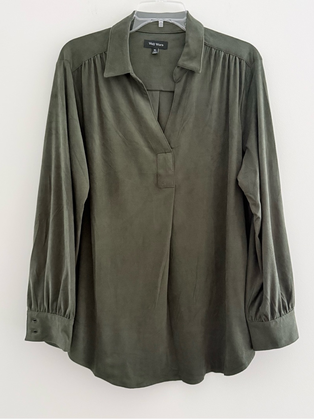 Well Worn Olive Green V-Neck Long Sleeve Tunic